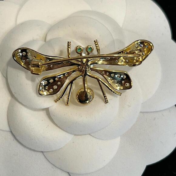 NEW Sterling Silver and Gold Bee Brooch with Gems & Pearls (BBXX006) - Picture 3 of 3